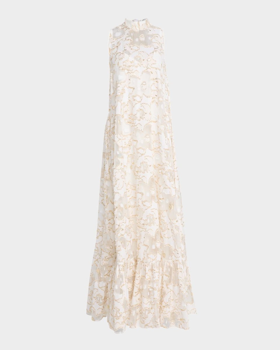 Leading Embroidered High-Neck Maxi Dress